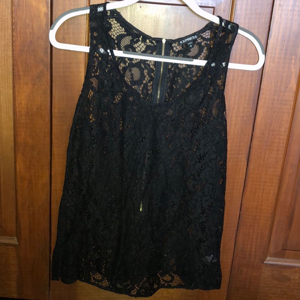 Express black embroidered tank.
